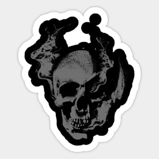 Burning Skull Black Flame Sticker